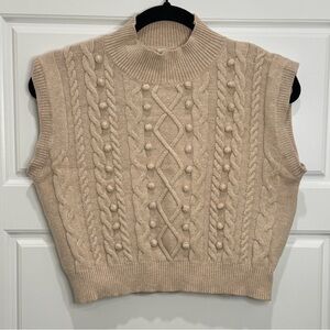 Debut Beige Cropped Sweater Vest Size M Office Business Casual Career